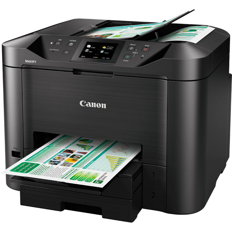Canon MAXIFY MB5450 Produkt Schrägansicht von vorne mit ausgeklapptem Papierfach