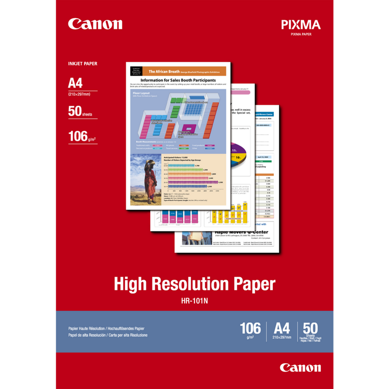 Canon HR-101N Hochauflösendes Papier A4, 50 Blatt Produkt Vorderansicht