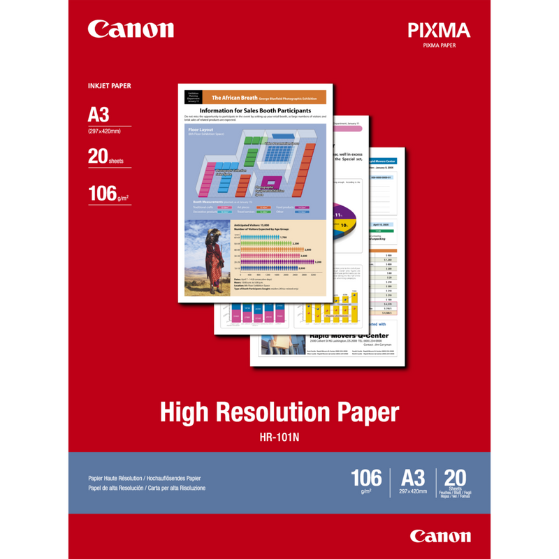 Canon HR-101N Hochauflösendes Papier A3, 20 Blatt Produkt Vorderansicht