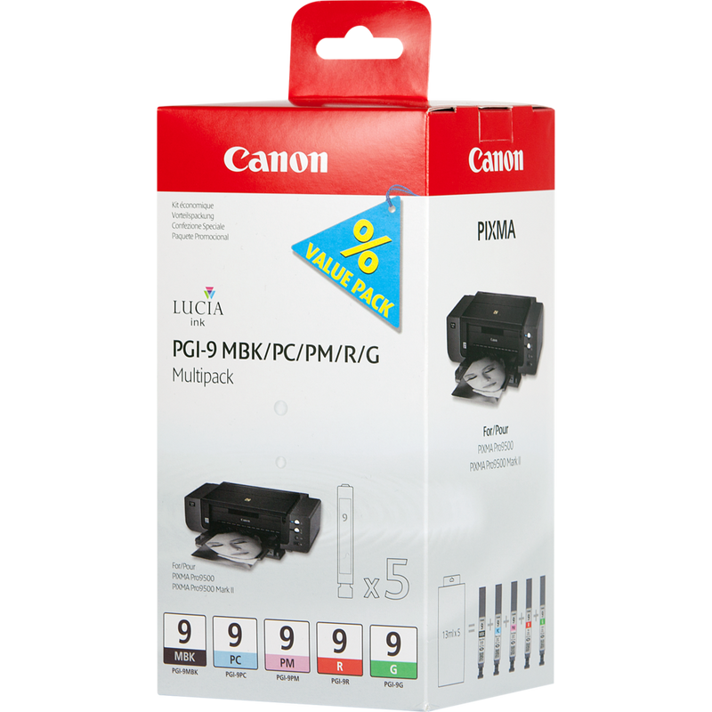 Canon PGI-9 MBK/PC/PM/R/G Multipack mit 5 Tinten Produkt Ansicht von rechts