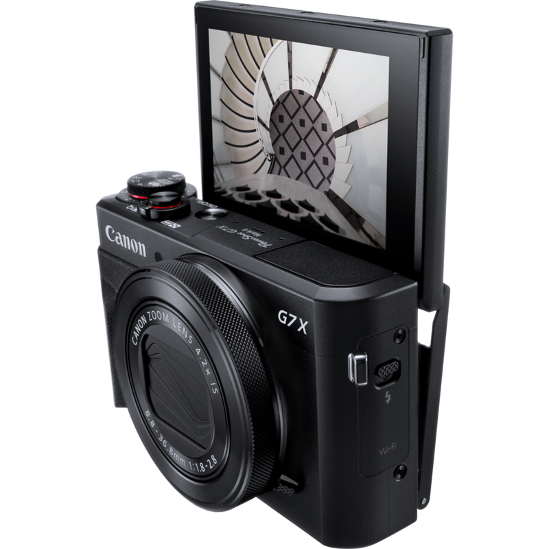 Canon PowerShot G7 X Mark II Produkt Ansicht von rechts mit Fokus auf Funktionstasten