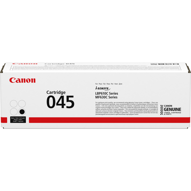 Canon 045BK Toner-Cartridge Schwarz Produkt Vorderansicht der Verpackung