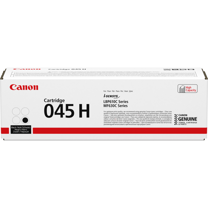 Canon 045H High Capacity Toner-Cartridge Schwarz Produkt Vorderansicht der Verpackung