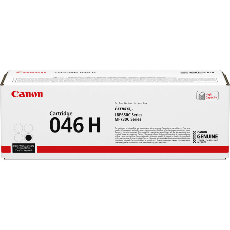 Canon 046H High Capacity Toner-Cartridge Schwarz Produkt Vorderansicht der Verpackung