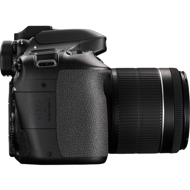 Canon EOS 80D + 18-55mm IS STM Objektiv Produkt Ansicht von links