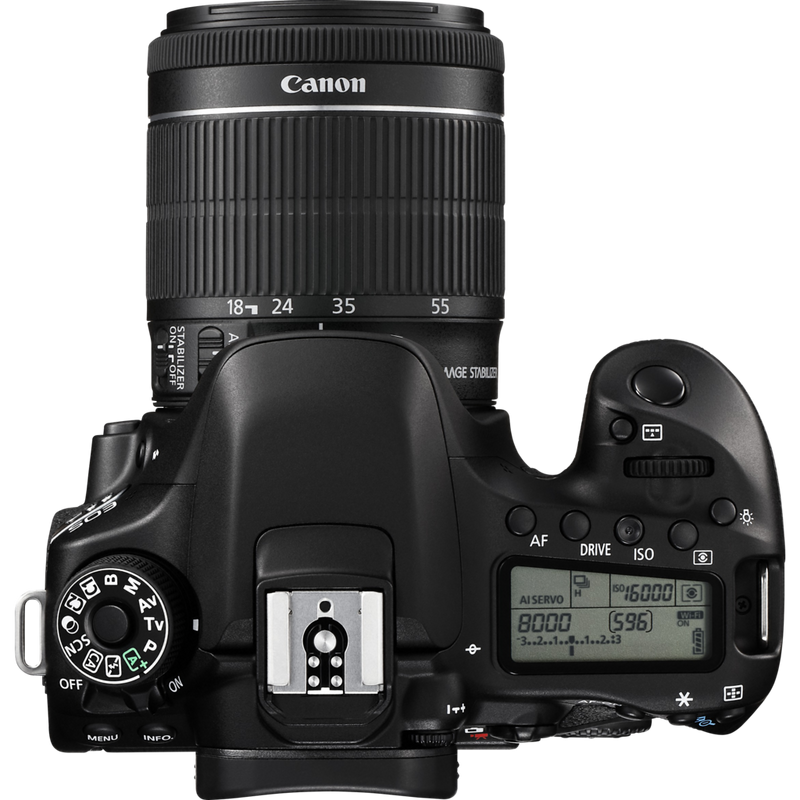 Canon EOS 80D + 18-55mm IS STM Objektiv Produkt Ansicht von oben