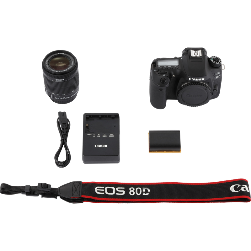 Canon EOS 80D + 18-55mm IS STM Objektiv Produkt Lieferumfang