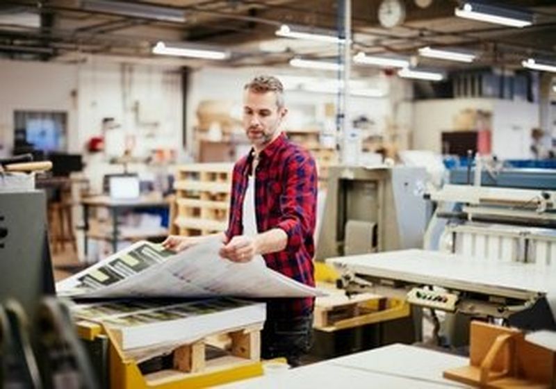 Man working in printing factory