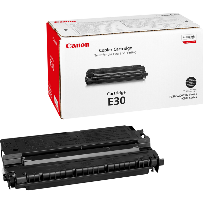 Canon E30 Toner-Cartridge Produkt Verpackung und Patrone