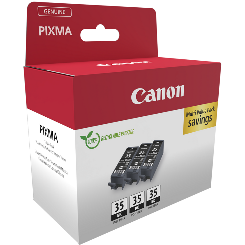 Canon PGI-35BK Black Ink Cartridge (Triple Pack)Product Front Angled View