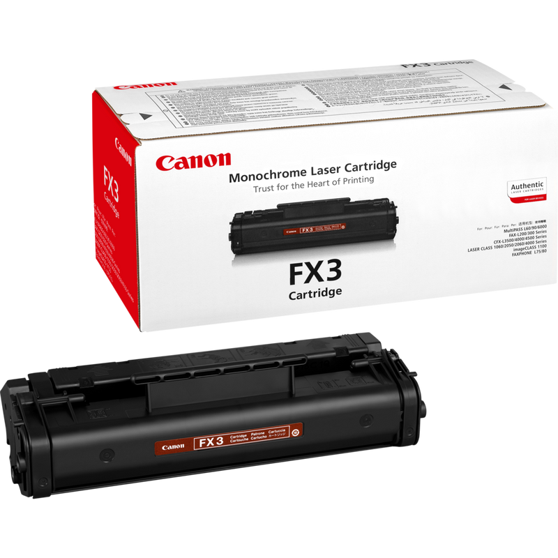 Canon FX3 Toner-Cartridge Produkt Verpackung und Patrone