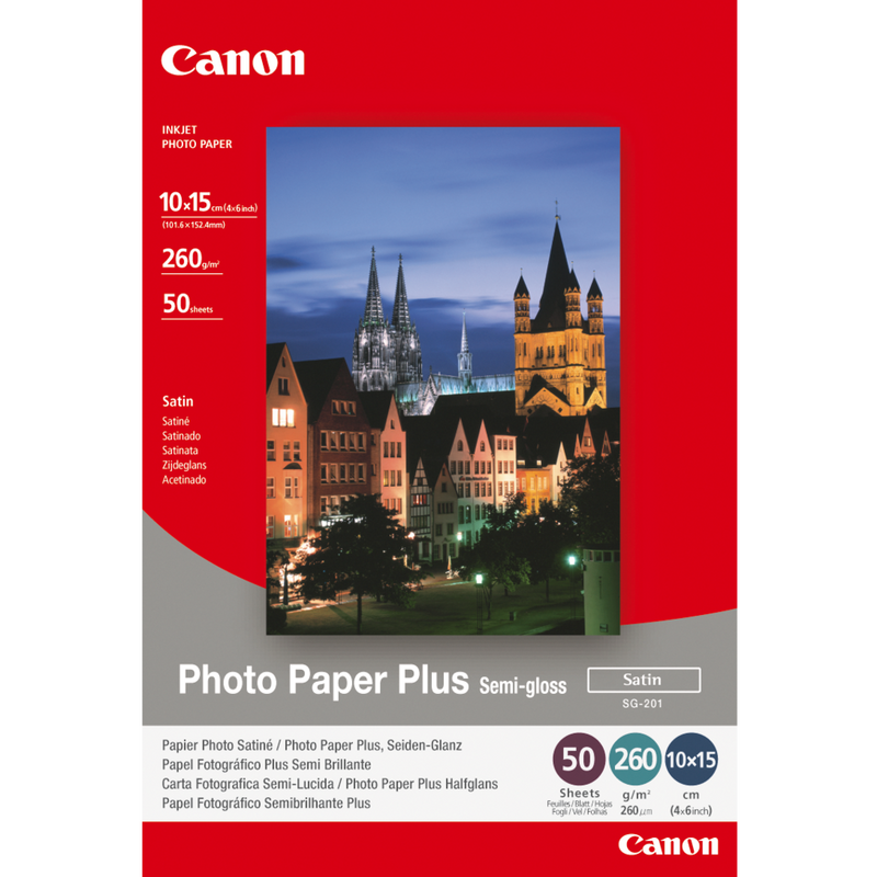 Canon SG-201 Fotopapier Plus Seidenglanz 10 x 15 cm – 50 Blatt Produkt Vorderansicht