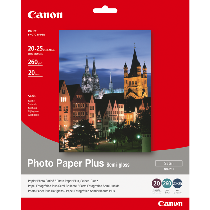 Canon SG-201 Fotopapier Plus Seidenglanz 20 x 25 cm – 20 Blatt Produkt Vorderansicht