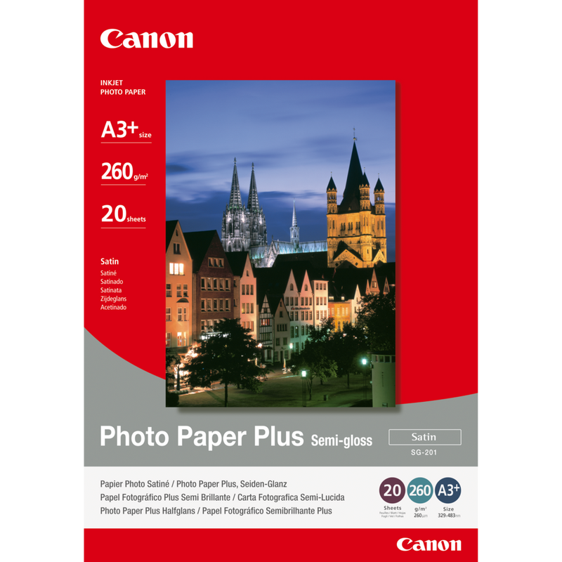 Canon SG-201 Fotopapier Plus Seidenglanz A3 Plus – 20 Blatt Produkt Vorderansicht
