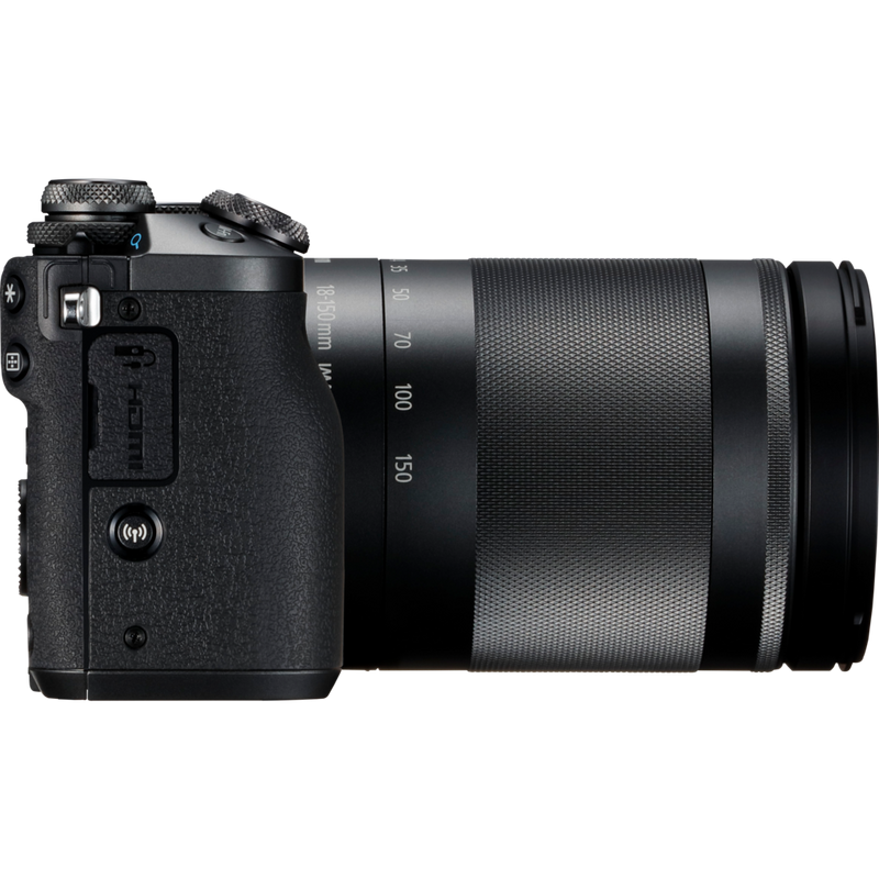 Canon EOS M6 + EF-M 18-150mm IS STM- Objektiv Schwarz Produkt Ansicht von rechts