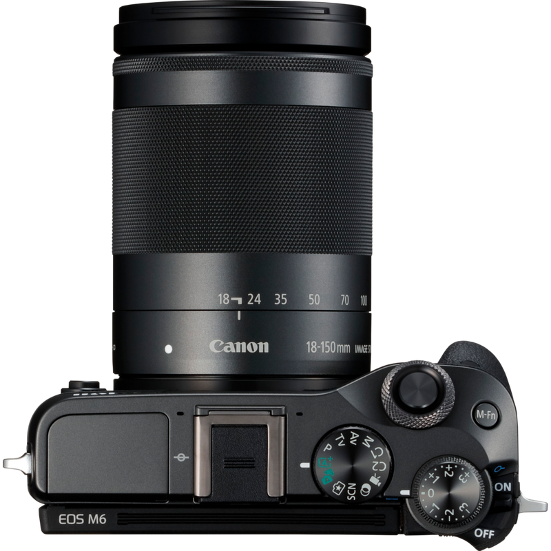 Canon EOS M6 + EF-M 18-150mm IS STM- Objektiv Schwarz Produkt Ansicht von oben