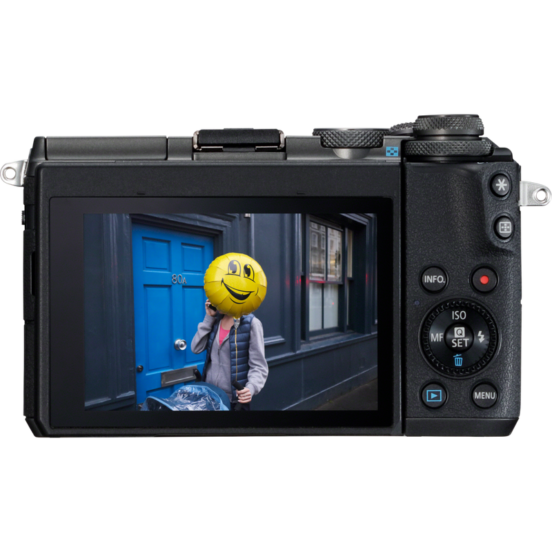 Canon EOS M6 + EF-M 15-45mm IS STM Objektiv Schwarz Produkt Rückansicht