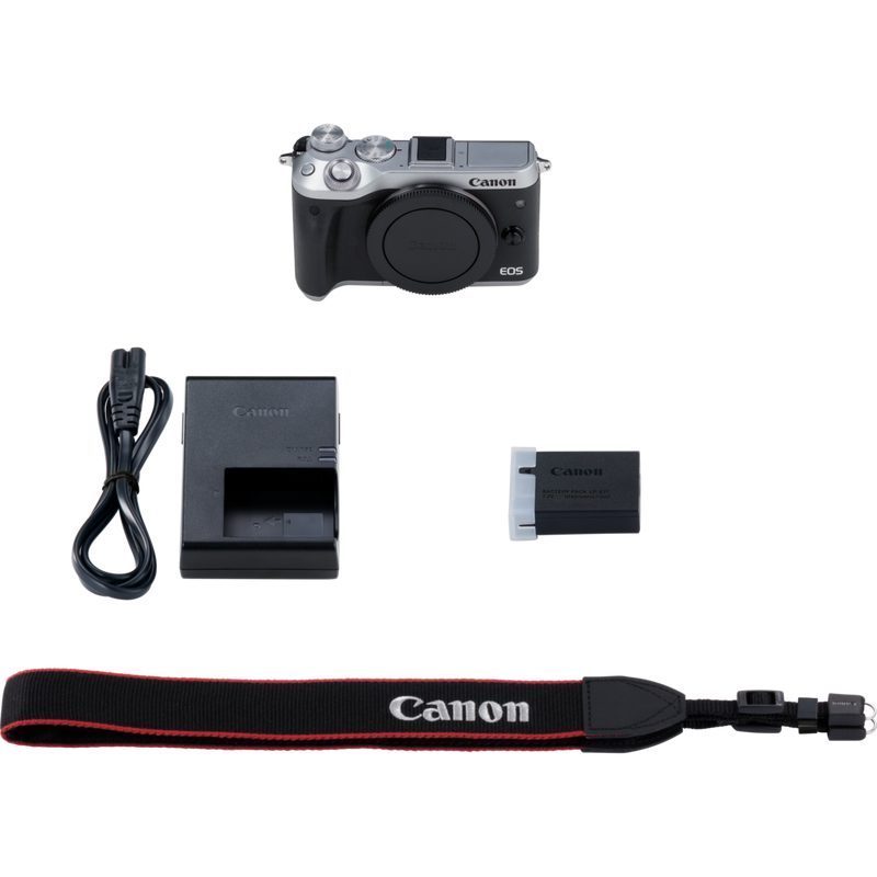 Canon EOS M6 Gehäuse Silber Produkt Lieferumfang