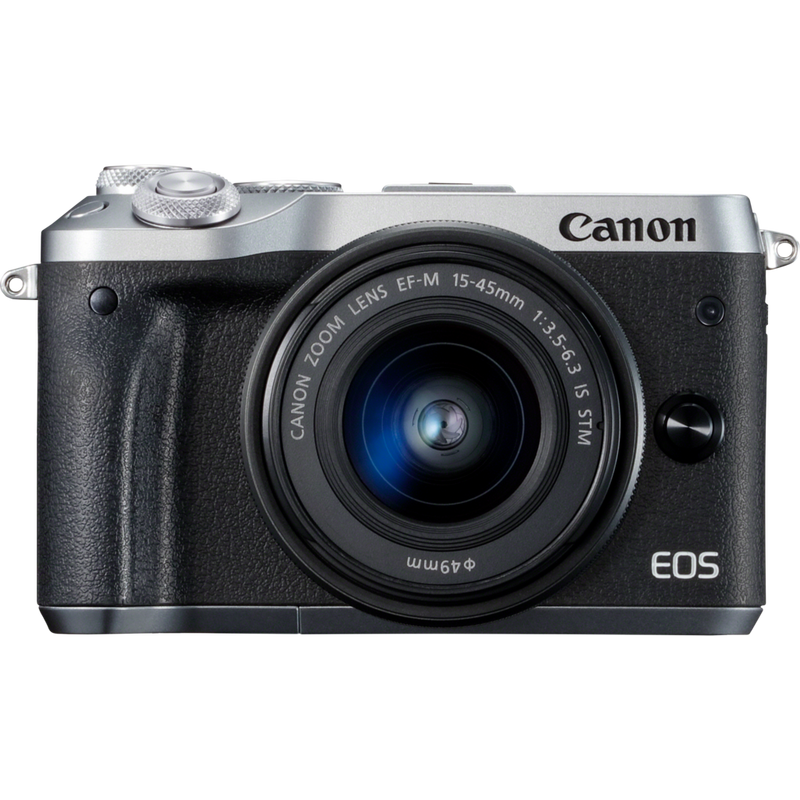 Canon EOS M6 + EF-M 15-45mm IS STM Objektiv – Silber Produkt Vorderansicht