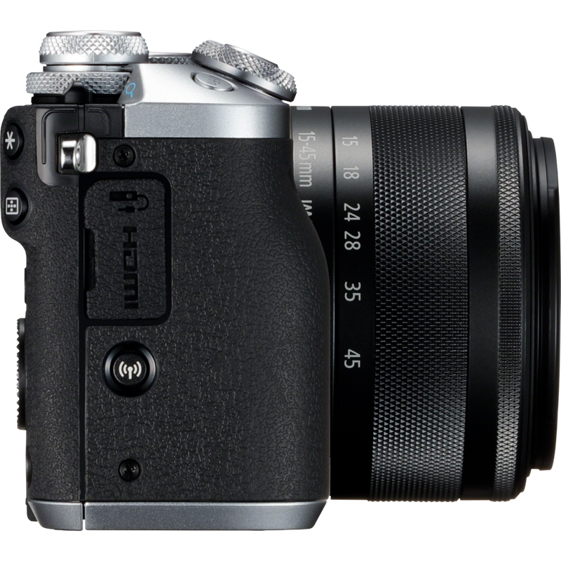 Canon EOS M6 + EF-M 15-45mm IS STM Objektiv – Silber Produkt Ansicht von rechts