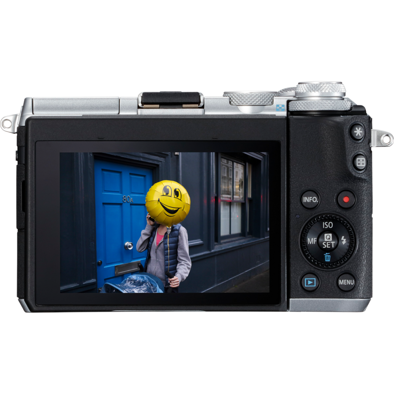 Canon EOS M6 + EF-M 15-45mm IS STM Objektiv – Silber Produkt Rückansicht