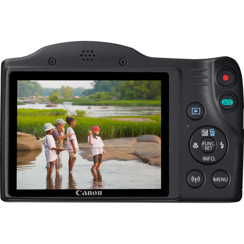 Canon PowerShot SX430 IS Produkt Rückansicht mit Foto auf dem Bildschirm