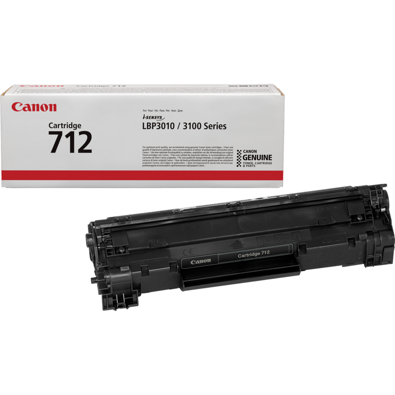 Canon Toner-Cartridge 712 Schwarz Produkt Verpackung und Patrone