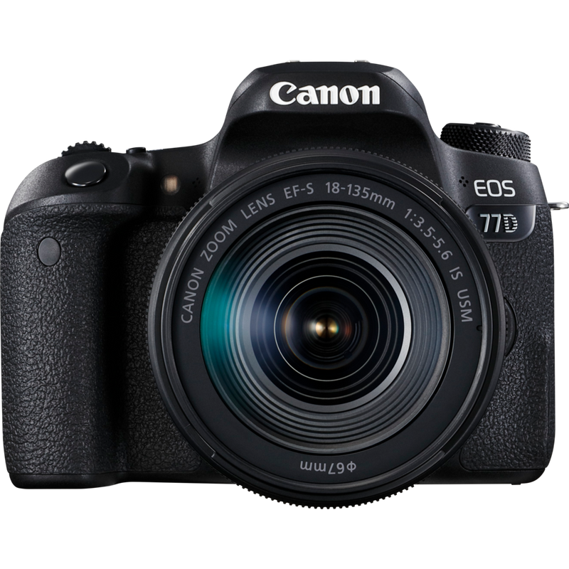 Canon EOS 77D + EF-S 18-135mm 1:3,5-5,6 IS USM Produkt Vorderansicht