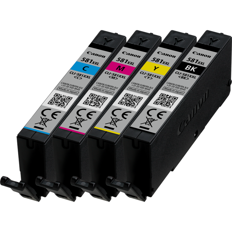 Canon CLI-581XXL BK/C/M/Y High Yield Ink Cartridge Multi Pack Product multipack cartridges front view