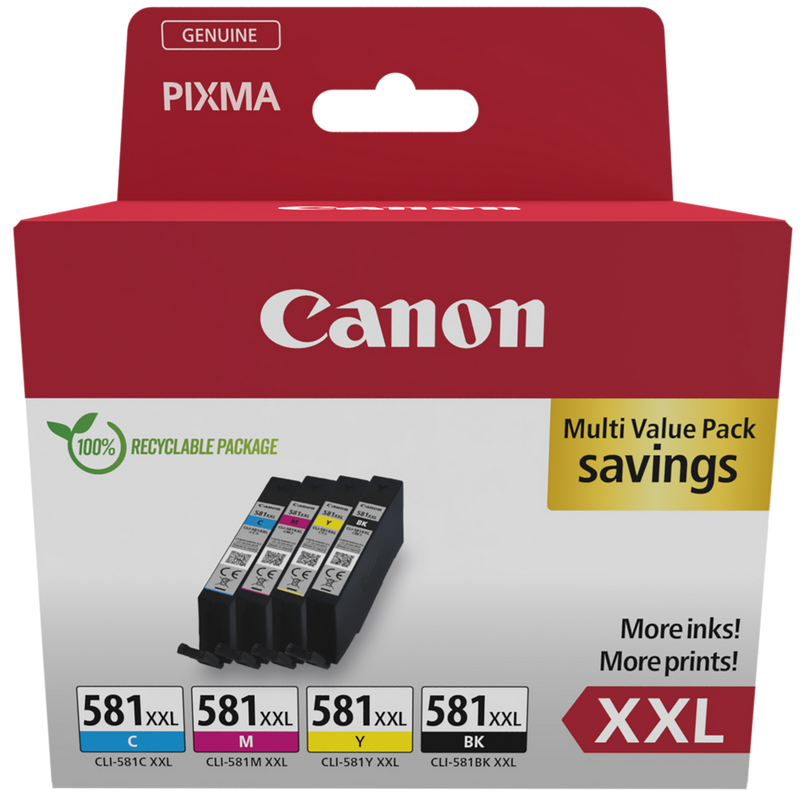 Canon CLI-581XXL BK/C/M/Y High Yield Ink Cartridge Multi Pack Product Package front view