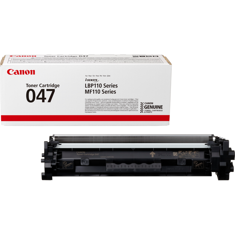 Canon 047 Toner-Cartridge, Schwarz Produkt Verpackung und Patrone