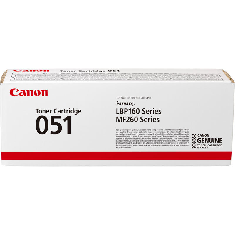 Canon 051 Toner-Cartridge, Schwarz Produkt Vorderansicht der Verpackung