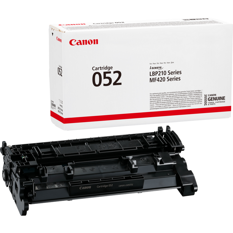 Canon Cartridge 052 All-in-One Toner-Cartridge – Schwarz Produkt Verpackung und Patrone