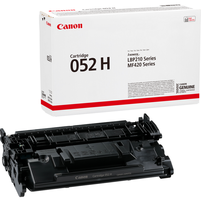 Canon Cartridge 052H All-in-One Toner-Cartridge – Schwarz Produkt Verpackung und Patrone