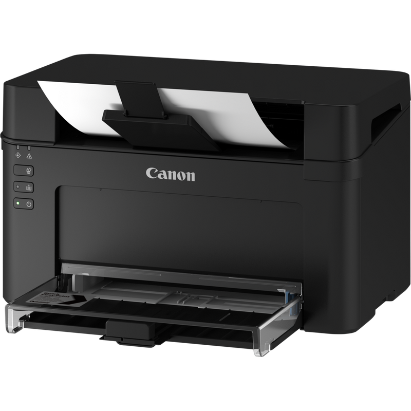 Canon i-SENSYS LBP112 Schwarzweiß-Laserdrucker Produkt Ansicht von rechts mit Papier