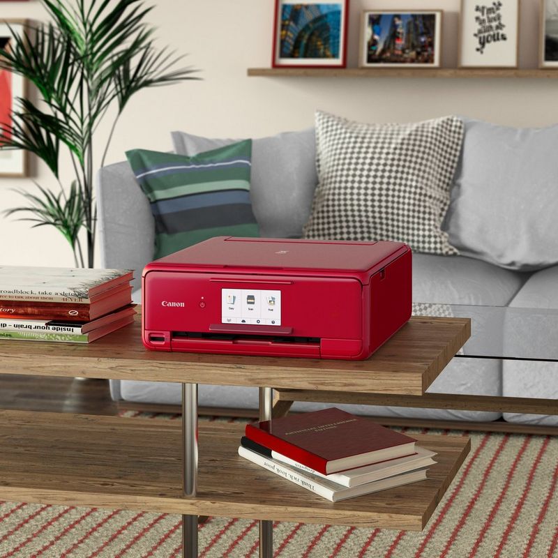 Canon PIXMA TS8152 – Rot Auf einem Tisch in einem Flur
