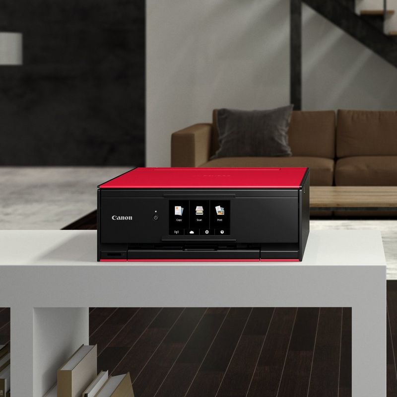 Canon PIXMA TS9155 – Rot Auf einem Tisch in einem Flur