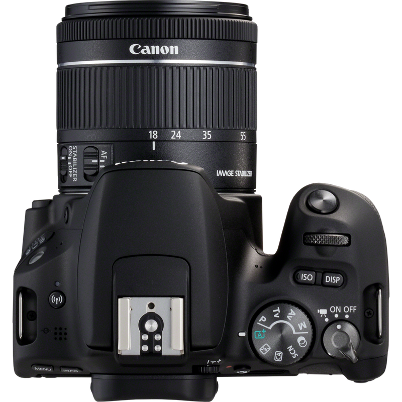 Canon EOS 200D Schwarz + EF-S 18-55mm f/4-5.6 IS STM Schwarz Produkt Ansicht von oben