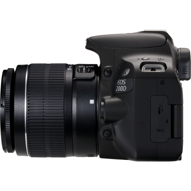 Canon EOS 200D Schwarz + EF-S 18-55mm 1:3,5-5,6 III Objektiv Produkt Ansicht von rechts