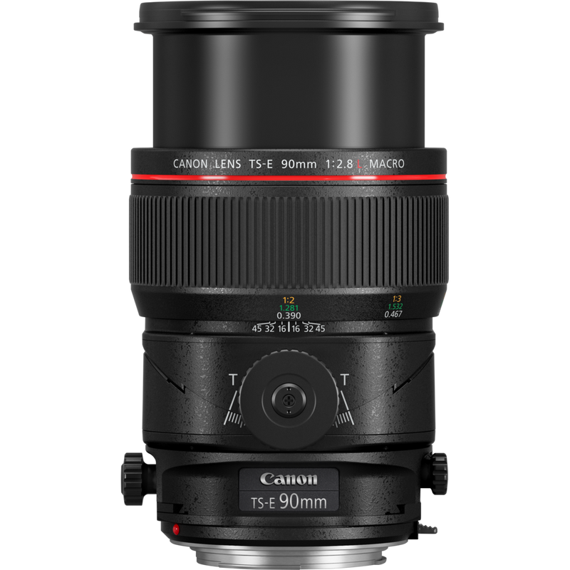 Canon TS-E 90mm f/2.8L Macro Objektiv Produkt Vorderansicht des erweiterten Objektivs