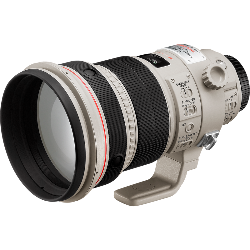 Canon EF 200mm f/2L IS USM Objektiv Produkt Ansicht von links