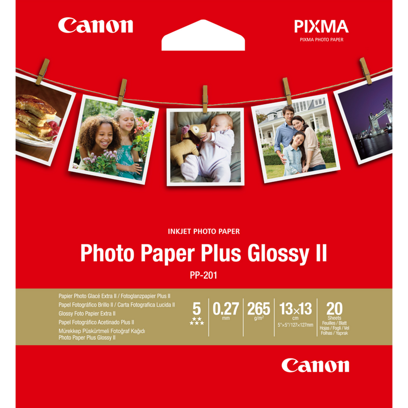 Canon PP-201 Glossy II Fotopapier Plus 13 x 13 cm  20 Blatt Produkt Vorderansicht