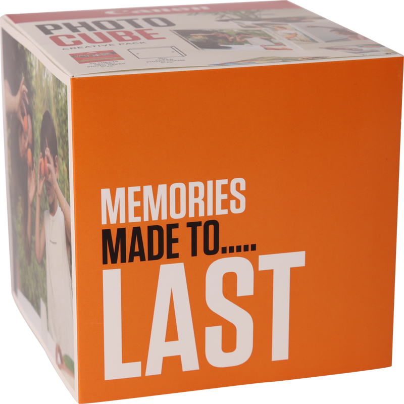 Canon Photo Cube and Frame + PP-201 5x5” Photo Paper Plus Glossy II (40 sheets) - Creative Pack, Orange Product Front angled view