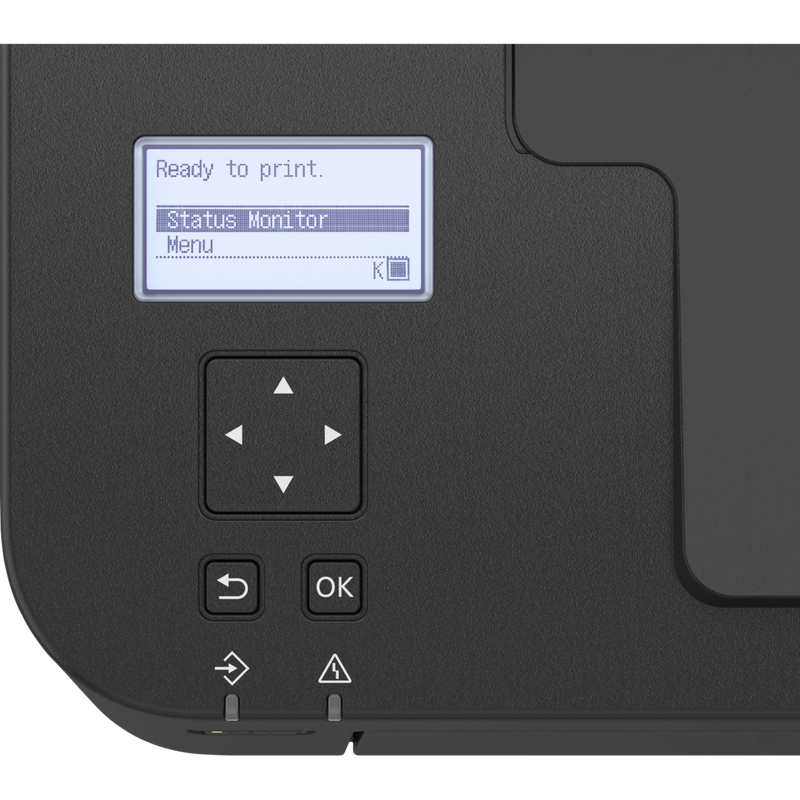 Canon i-SENSYS LBP162dw Schwarzweiß-Laserdrucker Produkt Nahaufnahme des LCD-Monitors und der Tasten