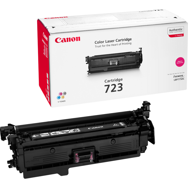 Canon 723M Toner-Cartridge Magenta Produkt Verpackung und Patrone
