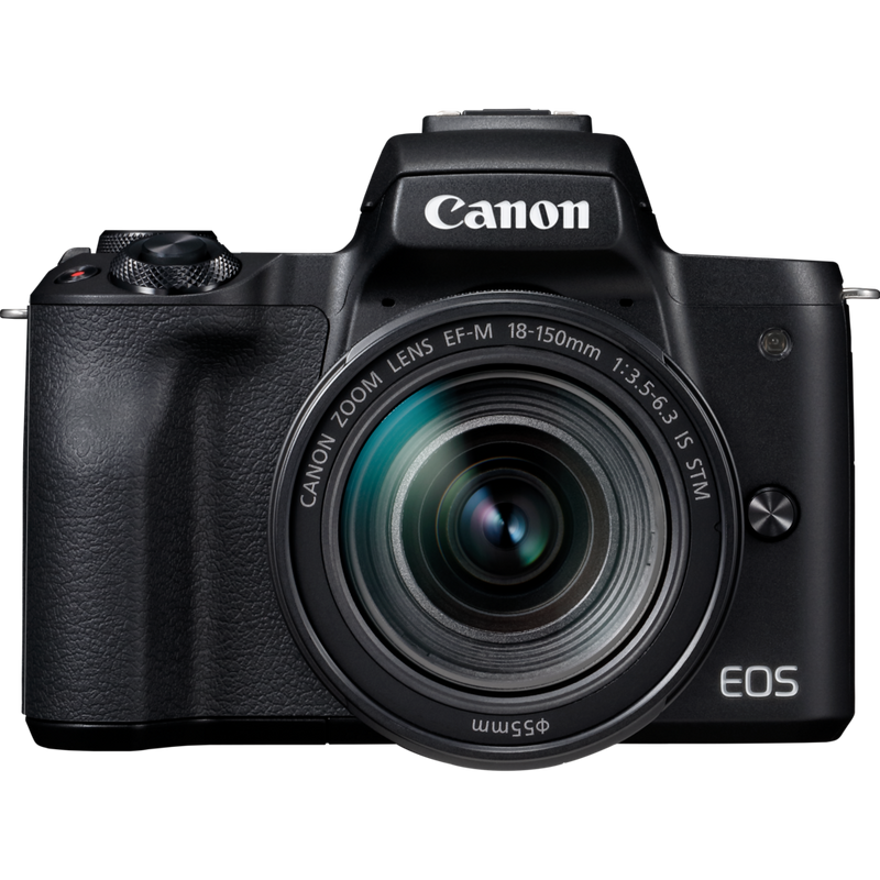 Canon EOS M50 Gehäuse + EF-M 18-150mm IS STM – Schwarz Produkt Vorderansicht