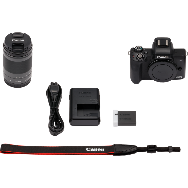 Canon EOS M50 Gehäuse + EF-M 18-150mm IS STM – Schwarz Produkt Lieferumfang