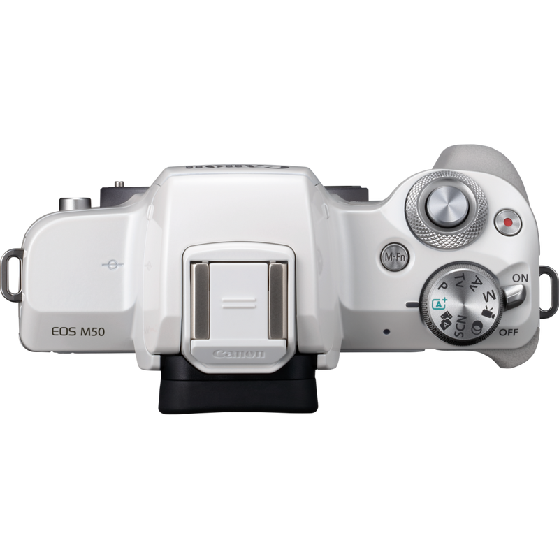 Canon EOS M50 Gehäuse – Weiß Produkt Ansicht von oben