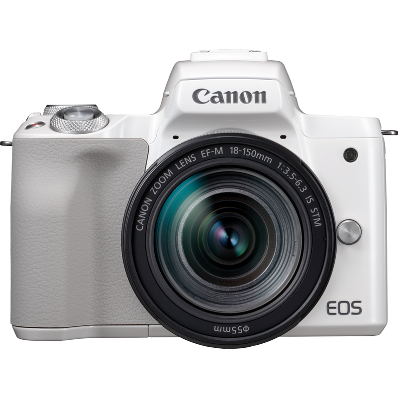 Canon EOS M50 Weiß + EF-M 18-150mm IS STM – Silber Produkt Vorderansicht