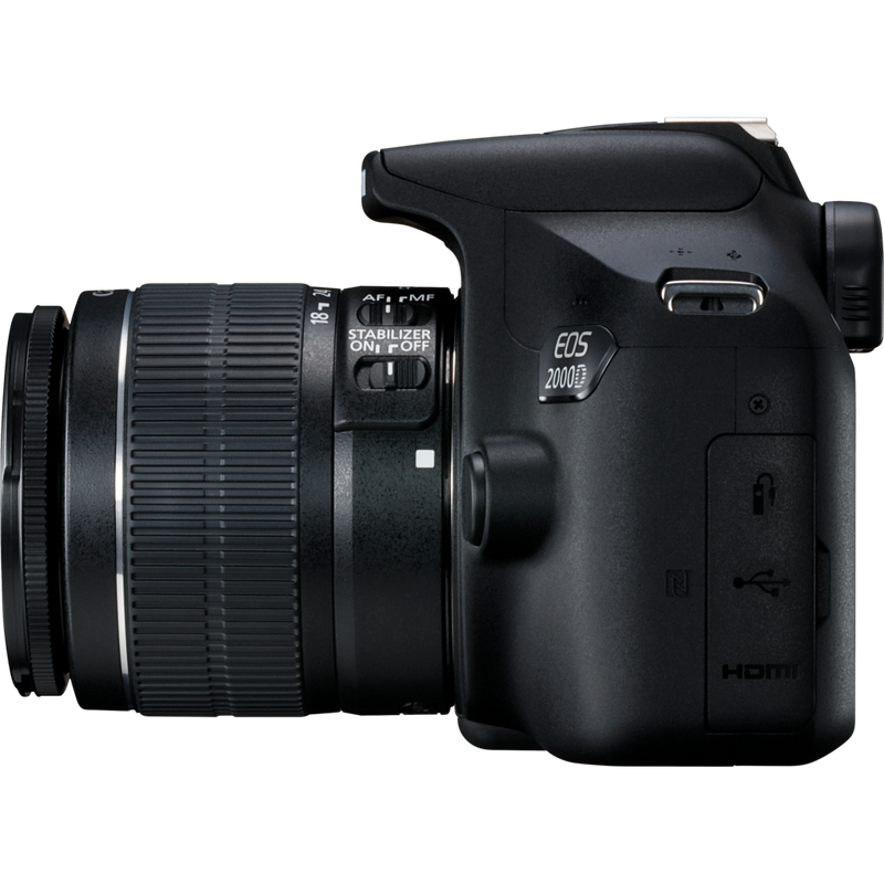 Canon EOS 2000D + EF-S 18-55mm IS II Objektiv Produkt Ansicht von rechts